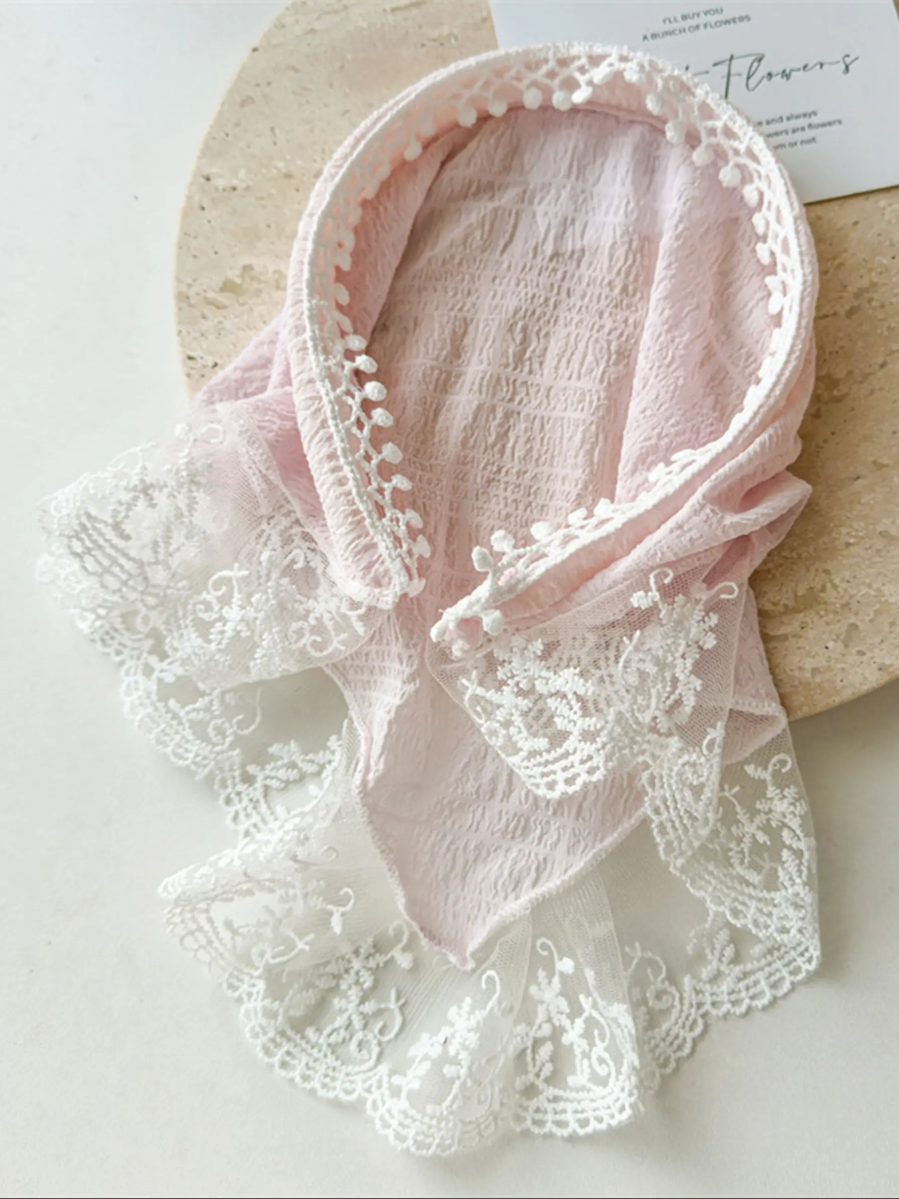 Women's Fashion Hair Scarves Garden Style Hairband Headscarf, High-End Lace Hair Accessory, Beach Atmosphere Photo Upgrade Triangle Scarf, All Seasons, Scarf For Hair