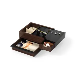 Umbra Stowit Storage Box | Modern Jewelry Box with Multiple Compartments Drawer Metal Organiser Linen