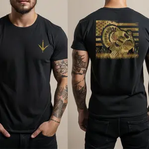 American Flag Turkey Hunting Shirt: Patriotic Hunter Tee, Hunting Gear For Men And Women, Full Sizes, Full Colors