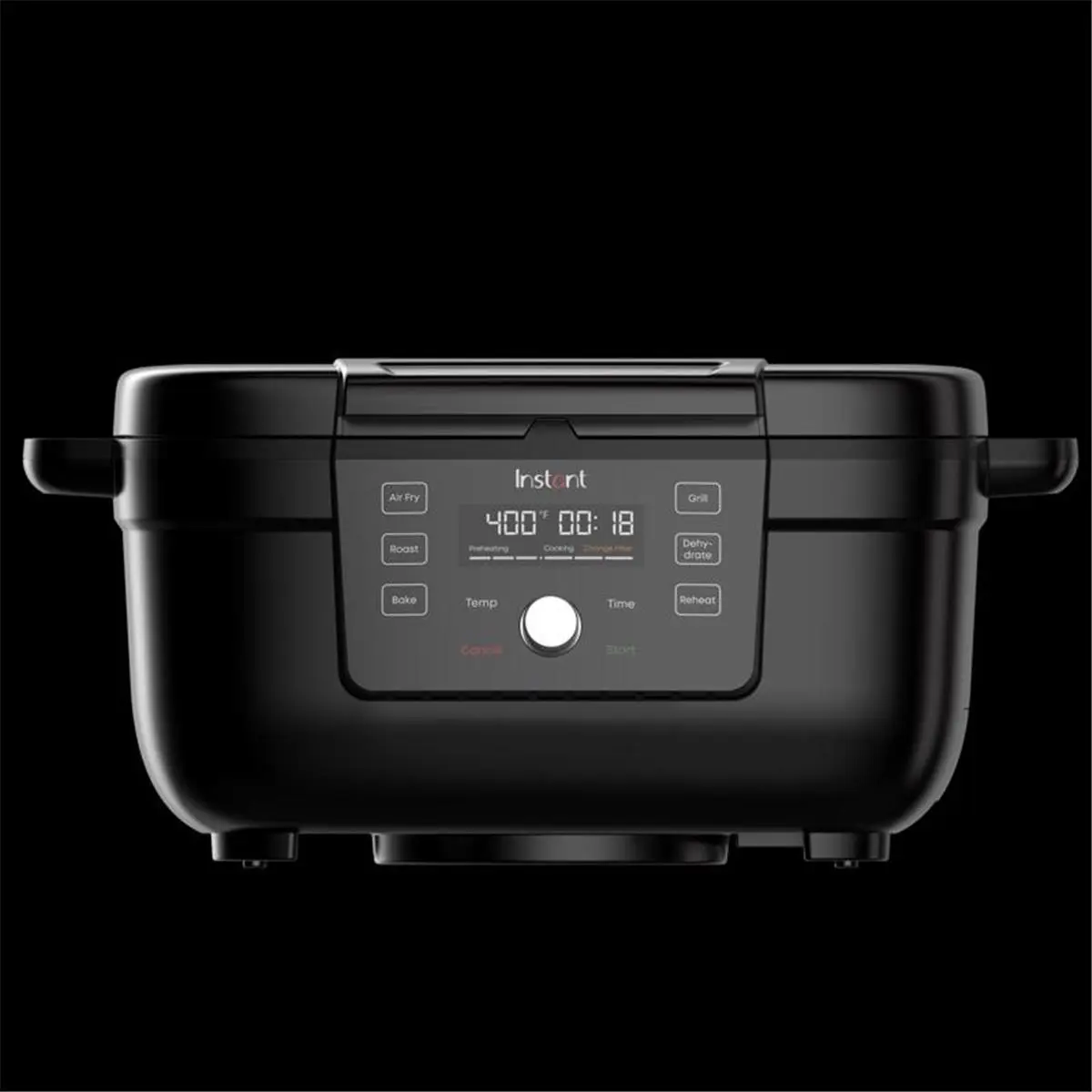 212 MAIN Multifunction 6049936 4 Qt. Plastic & Stainless Steel Nonstick Electric Grill with Airfryer and Clear-Cook Window, Black