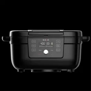 212 MAIN Multifunction 6049936 4 Qt. Plastic & Stainless Steel Nonstick Electric Grill with Airfryer and Clear-Cook Window, Black