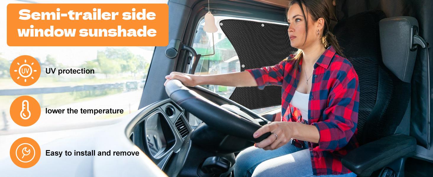 2pcs Semi Truck Side Window Sun Shade for Freightliner Volvo VNL International Trucks RV,Interior UV Protection Truck Side Window Shade semi Trucks Accessories Keep Your car Cool