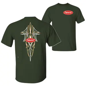 Peterbilt Tribal Logo Tee – Custom Pinstripe Graphic Shirt, Workwear Style, Trucker Gift, Unisex Black Cotton Top, Diesel Culture Wear