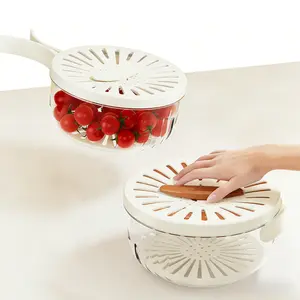 Foldable Fruit & Veggie Washing Basket with Lid - Modern Collapsible Kitchen Sink Strainer & Drain Basket, Space-Saving Produce Cleaner & Kitchen Gadget (1 Count)