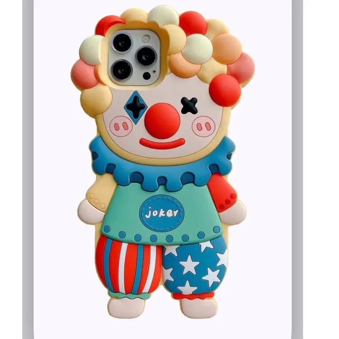 Circus Joker Clown 3d iPhone Case for iPhone 14 Pro Max Case  Clown Fun Cartoon iPhone Case Soft Silicone Anti-Drop Shockproof Protective Cover Case UNISEX