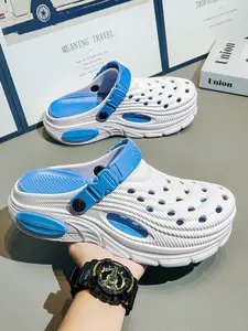 Men's Quick Dry Hollow Out Clogs Breathable Mesh Strap Sandals Lightweight Non-slip Thick Sole Summer Beach Slippers Waterproof Casual Outdoor Walking Shoes for Home Pool Yard