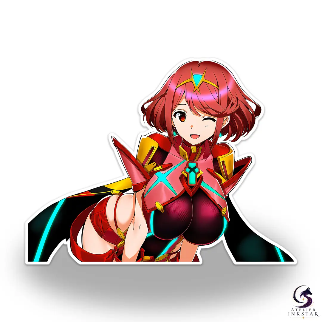 Fire Anime Girl Sticker | Gaming Laptop Water Bottle Decal