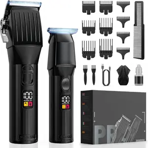 Cordless Hair Clippers for Men Beard Trimmers Kit with LED Display Rechargeable Haircut Grooming Shaver Gift for Men Women Barber Kids (Black)
