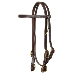 Jeffers Poplar Head Saddlery Oiled Harness Leather Browband Headstall with Easy-Change Buckle Ends