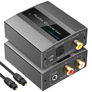Analog to digital audio converter rca to optical with cable 35mm aux jack toslink and coaxial adapter for soundbar