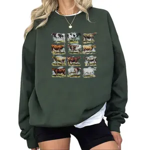 Vintage cows, Cow breed sweatshirt, Cow chart print, Cow farm, Daddy Mommy Unisex Tshirt, sweatshirt, hoodie Cotton Fabric (3)