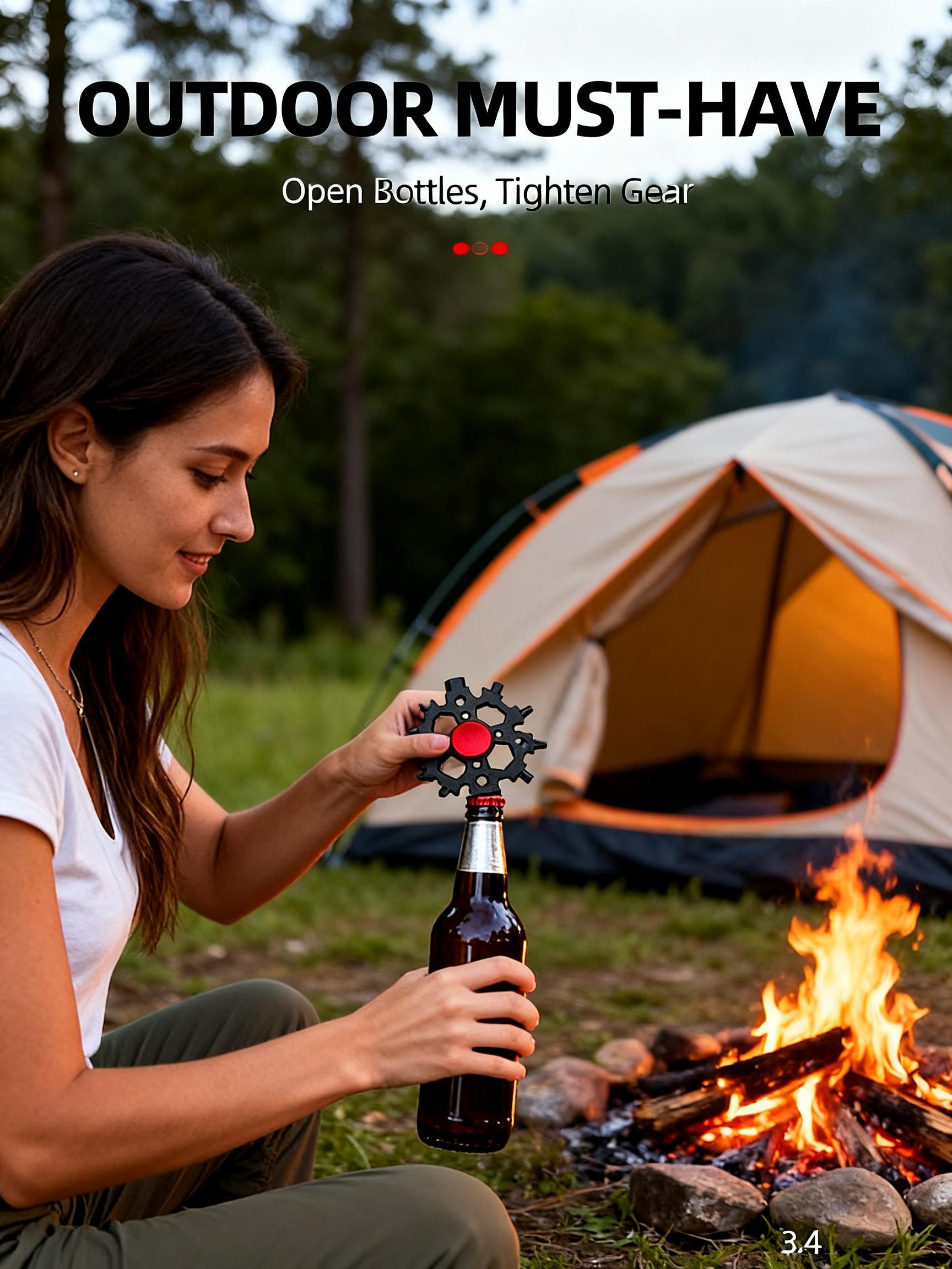 Snowflake Multitool, 23-in-1, Fidget Spinner Combo, Portable Carbon Steel, 2.6 Inch Diameter, Camping Essential, Hiking Gear, Bike Repair Tool, Daily Repairs, EDC Gadget