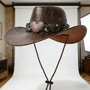 American Retro Western Cowboy Hat with Wide Brim for Outdoor Travel & Outings Comfortable Fit for Larger Head Sizes Classic Western Design
