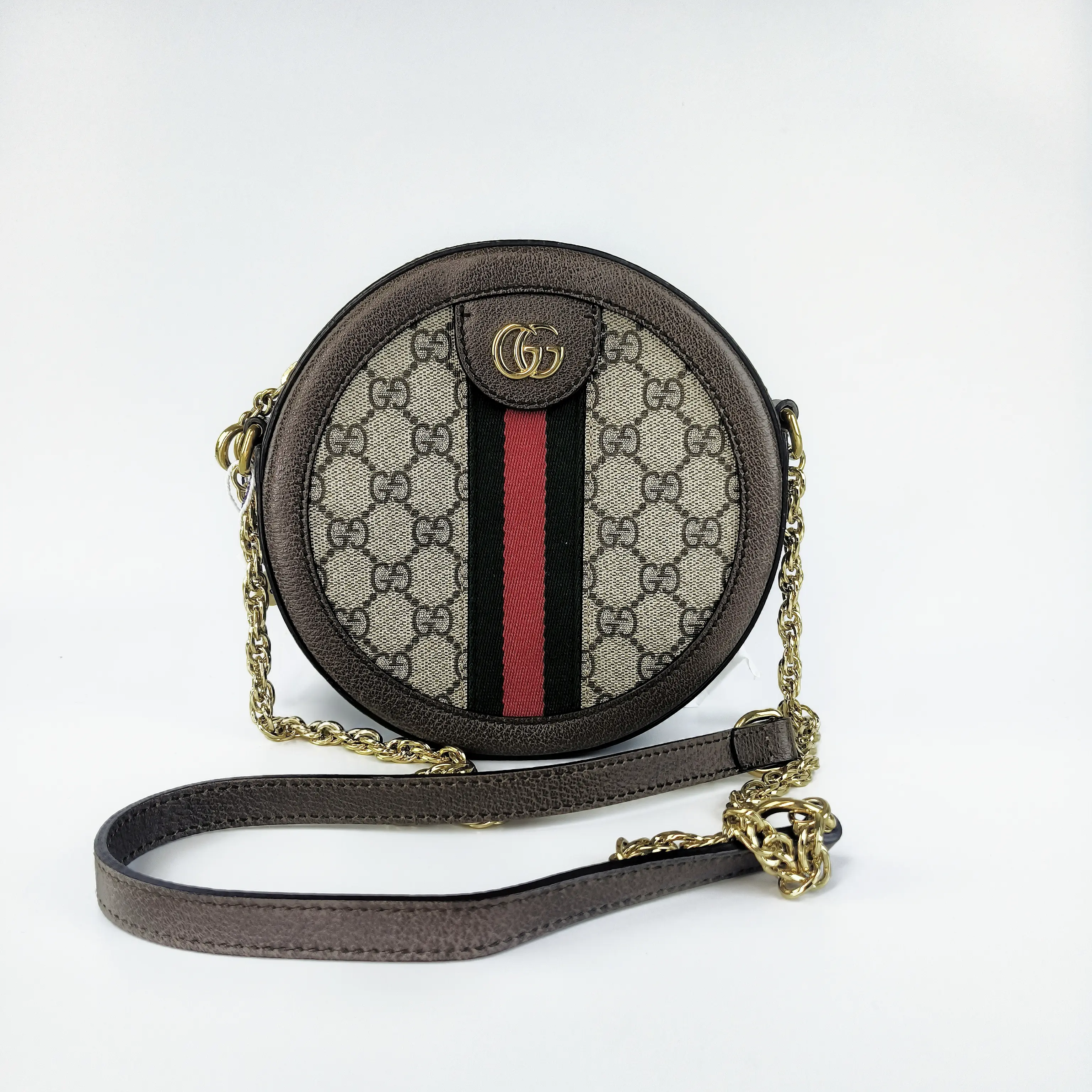 Pre-owned GUCCI 833 Ophidia GG Supreme Round Mini Chain Crossbody Bag