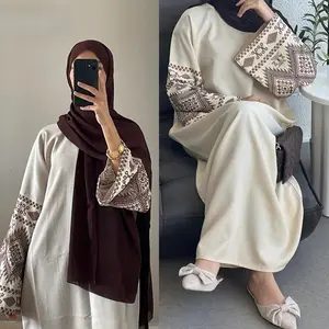 NewFashionable embroidered Dubai party robe abaya Maxi Modesty Muslim Formal