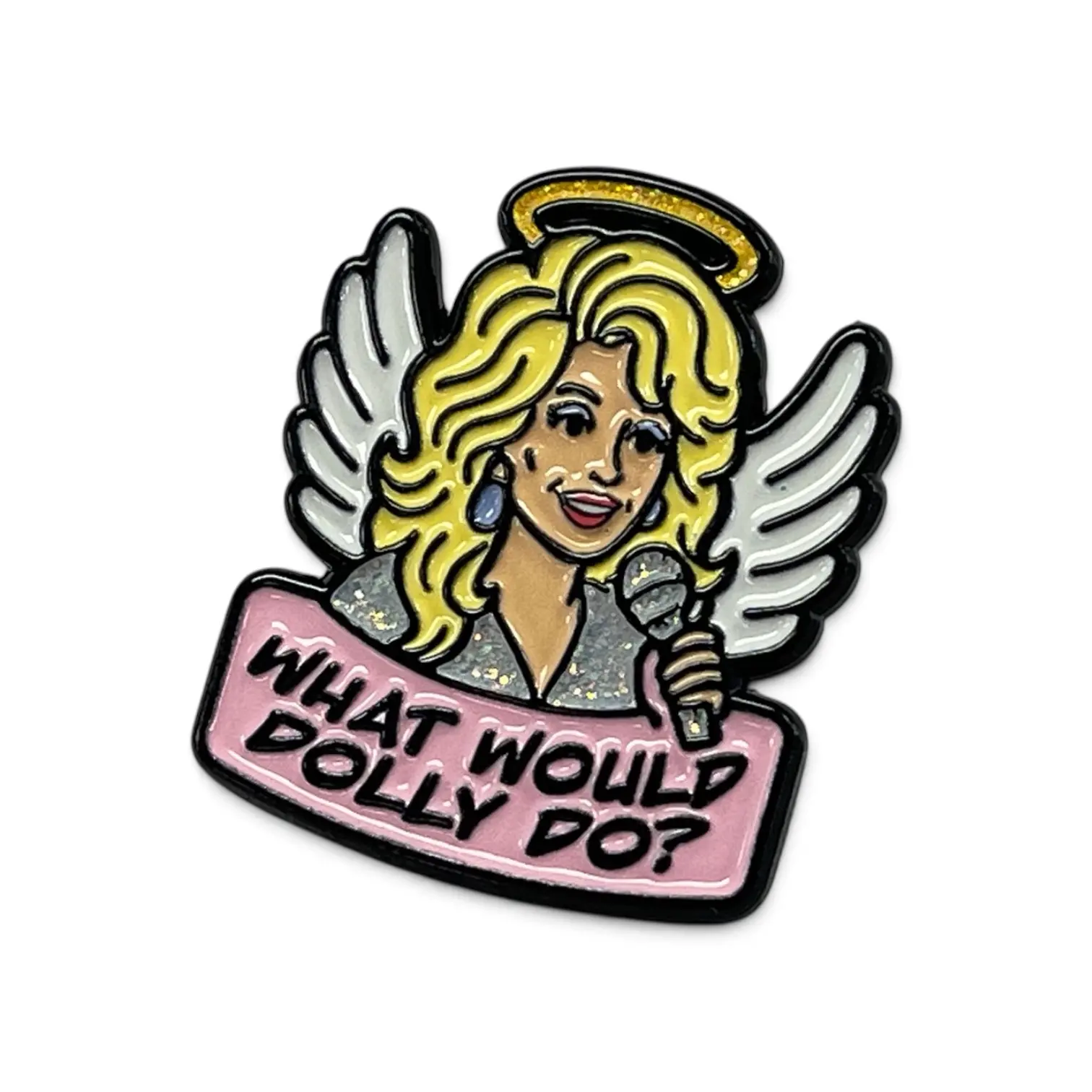 Dolly Parton Angel Enamel Pin, Inspirational Uplifting Country Music Gift, Unisex Lapel Pin, Accessory Brooch, Suitable for Backpacks, Bookbags, Purses, Hats, Jackets