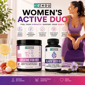 Zhou Women's Active Duo — Creatine for Her Powder + Black Seed Oil Capsules — Active Women's Daily Routine