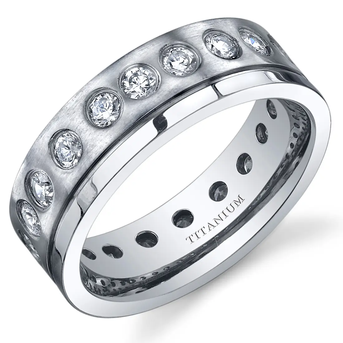 Titanium 7mm Eternity Band Daily Engagement Birthday Anniversary Male Female
