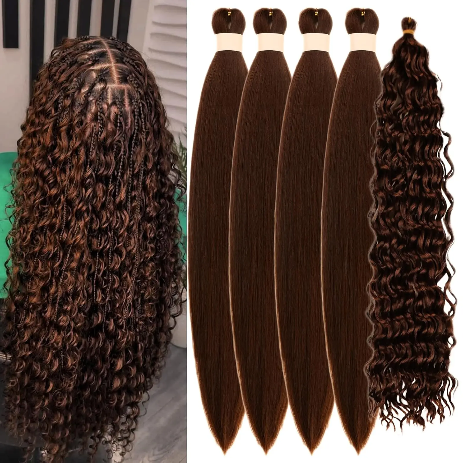 Brow Braiding Hair Pre stretched Curly Braiding Hair for Boho Braids Color 30 Knotless Hypoallergenic Ez Braids