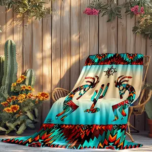 1 piece Kokopelli printed flannel blanket, comfortable and warm for all seasons, versatile for sofa, bedroom, home or travel and camping