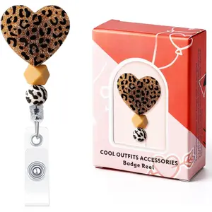 Golden Heart with Beads Office Badge Buddy, Shake Nurse Work Badge Holder with Retractable Clip, Cute  Badge Clip for RN CNA LPN LVN MA  Student , Nurse Gifts