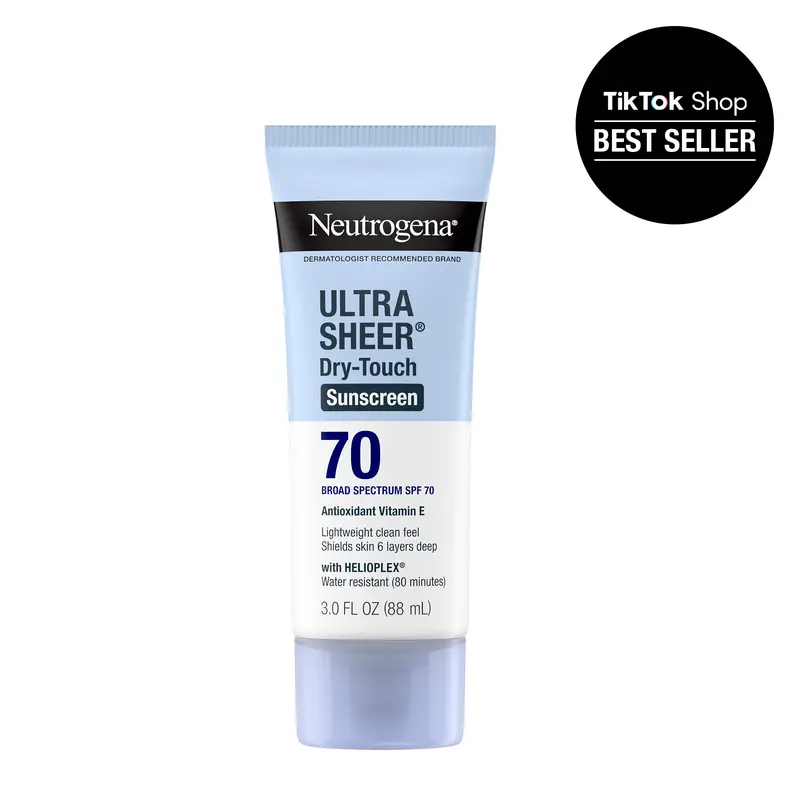 Neutrogena Ultra Sheer Dry-Touch Sunscreen Lotion SPF 70, Broad Spectrum Protection, Water Resistant, Non-Comedogenic, 3 fl oz Lightweight Formula