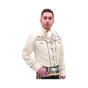 Camisa Charra para Hombre Color Crema con Cafe – Camisa de Charro Clásica