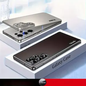 For Samsung Galaxy S26 s24 S25 Ultra metal frame phone case, Casing, split type 2-in-1 metal+lens protection, PC back cover+aluminum alloy frame business ultra-thin anti drop protective back cover (Comes with 1 screen protector film)