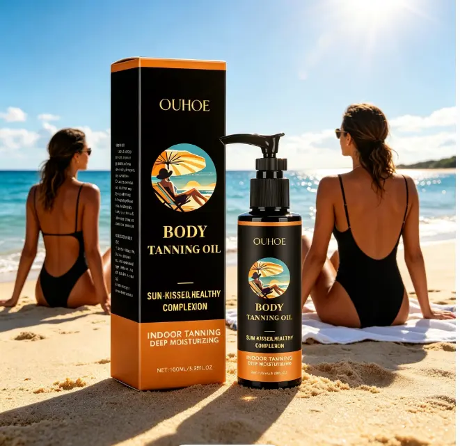 OUHOE Vegan Sunless Tanning Serum - 100ml Smooth, Moisturizing Body Care Oil for Skin Darkening Care  sense