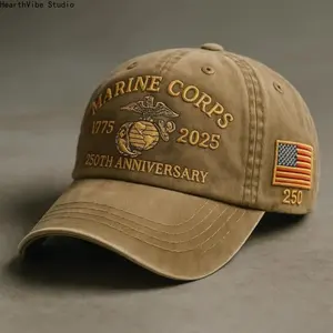 2026 Men's Marine Corps 250th Anniversary Commemorative Baseball , 250th Anniversary Tribute Washed  Retro Marine Corps Veteran  4-pack men modern cap