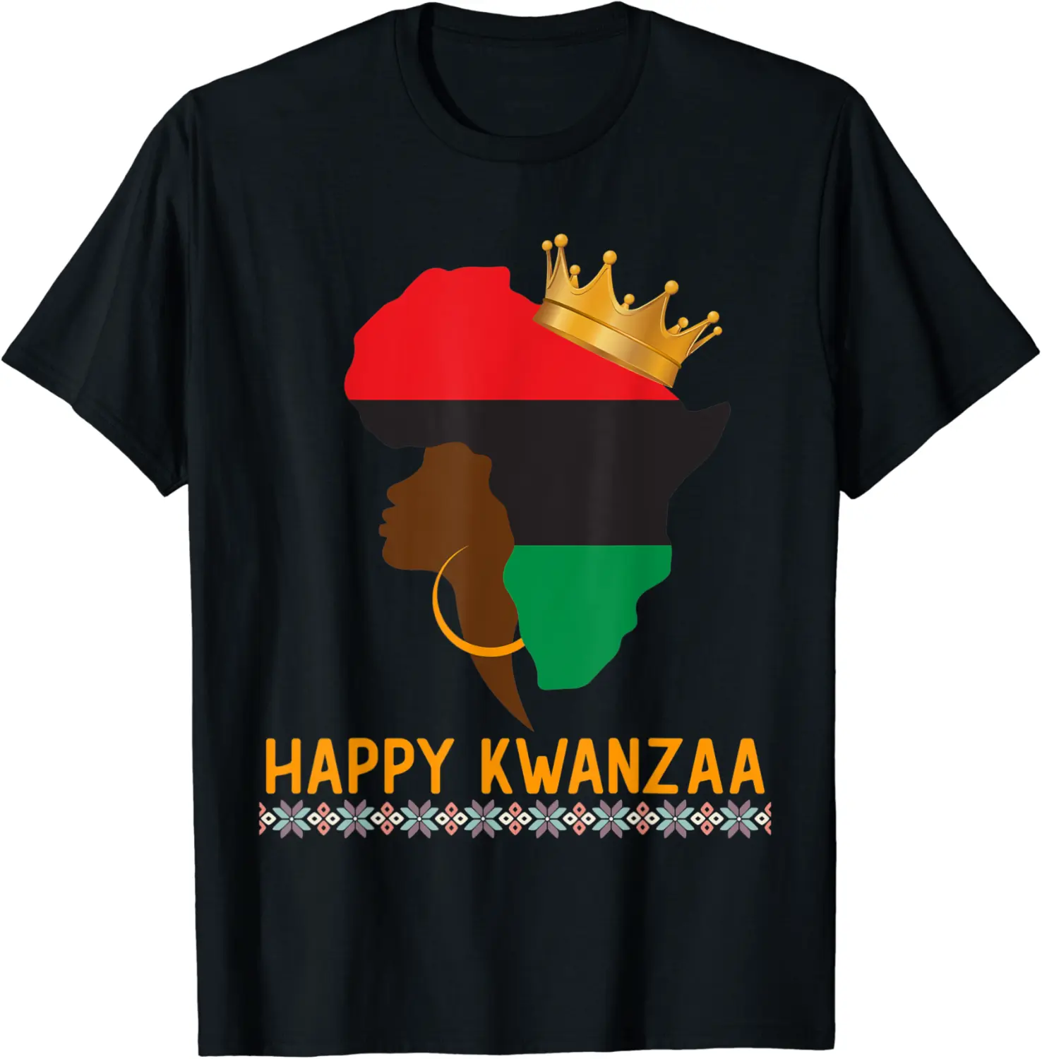 Happy Kwanzaa African Black Woman Queen Gold Crown T-Shirt - Andrewzhang Shop 45B09N14FZDZ