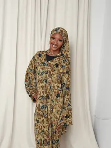 Golden Bloom Abaya Set