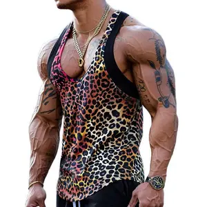 KZZ Men's Leopard-Print Tank Top Solid Color Loose-Fit Casual Unique Punk Style Sleeveless Menswear - Socks