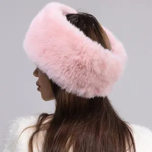 Women’s Cute Fuzzy Earwarmer - Solid Black Empty Top Winter Fluffy Ear Snood, Sports Headband, 2026 Popular Christmas Present