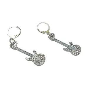 CZ Guitar Dangle Drop Earrings for Women Men,Streetwear Hip Hop Unisex Style