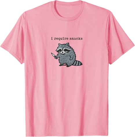 I Require Snacks Raccoon T-Shirt Humor Funny Cute Animal Print Y2k Design Tees Graphic Outfit Short Sleeve Blouses Novelty Gift