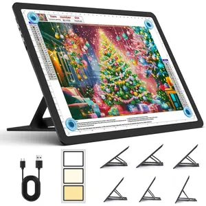Rechargeable A4 Light Board with Stand, 7100Lux Super Bright Magnetic Light Pad with Side Buttons, Wireless Light Box for Tracing, LED Light Table for Diamond Painting Sketching Drawing
