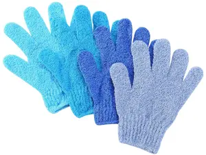 Slick- Exfoliating Gloves, 4 Pcs, Skin Exfoliator for Body, Bath / Scrub Gloves, Shower Accessories for Women, Exfoliation Mitt