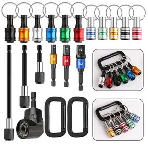 18PCS 1/4" Hex Shank Quick Release Keychain Screwdriver Bit Set, Multi-Bit Tool with Holder, Portable Pocket Screwdriver for DIY Home, Car Repair