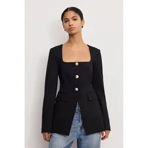 SOFT STRETCH PONTE SCULPTED BLAZER | BLACK001 SOFT STRETCH PONTE SCULPTED BLAZER | BLACK001