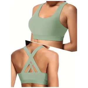 Women's sports bra, high-support cross-back large cup bra, high-intensity strap yoga sports bra
