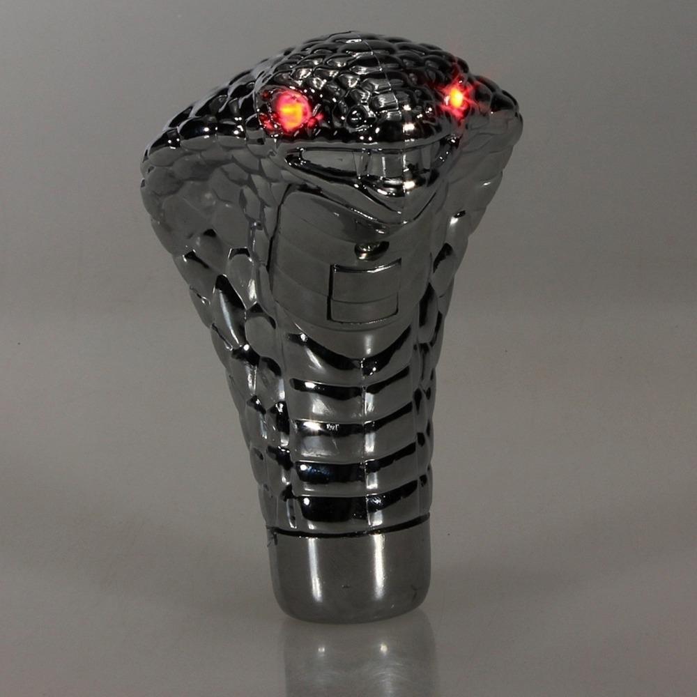 Universal Chrome Red Blue LED Eyes Car Cobra Manual Gear Shift Knob Snake Shifter   Car decor 