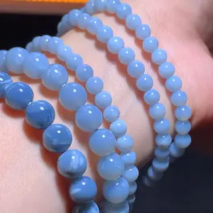【America Blue opal】America blue opal Unisex Single-Strand Crystal Bracelet Creamy Gemstone Beads, Couples Gift for Holidays Special Occasions