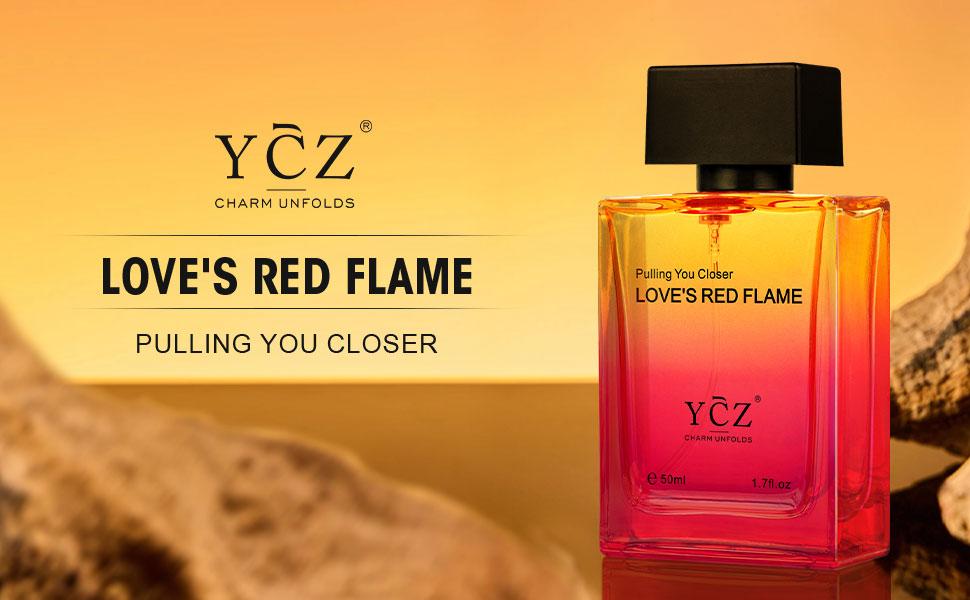 YCZ Love's Red Flame Eau de Parfum 1.7 fl oz | Warm Spicy Woody Fragrance, Warm, Alluring & Irresistibly Attractive, Long-Lasting for Dates and Evening Social Occasions, Inspired by the Spark That Draws Two People Closer