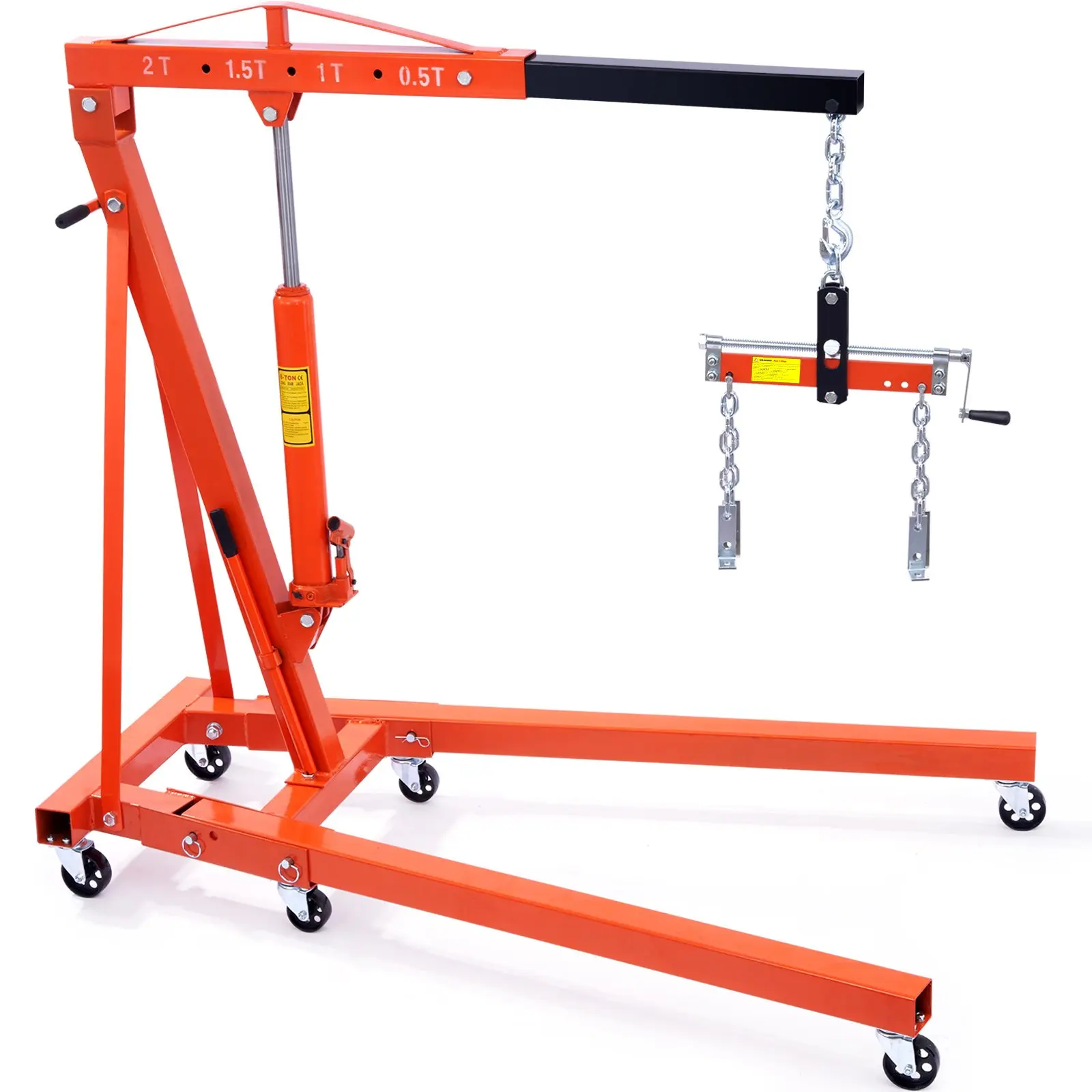 【summerfinds】VEVOR Hydraulic Engine Hoist with Lever, 2 Ton/4400 LBS Heavy-duty Cherry Picker Shop Crane, Foldable Engine Crane and Engine Hoist leveler for Auto Repair, Motors, Weights Lifting, Loading