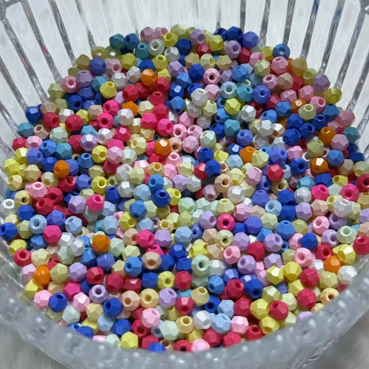 【A126】4mm Solid Macaron Bicon Glass Beads 30ml