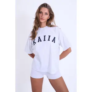 Kaiia Oversized T-shirt Grey Marl & Navy