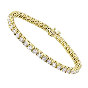18k Gold Plated CZ Round Brilliant Tennis Bracelet (Medium Stones)