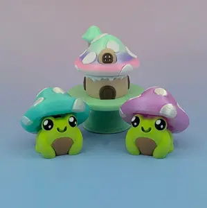Mushroom Frog Clicker Set — 3 Kawaii Fidget Clickers (Two Frogs + a Mushroom Cottage) ✨