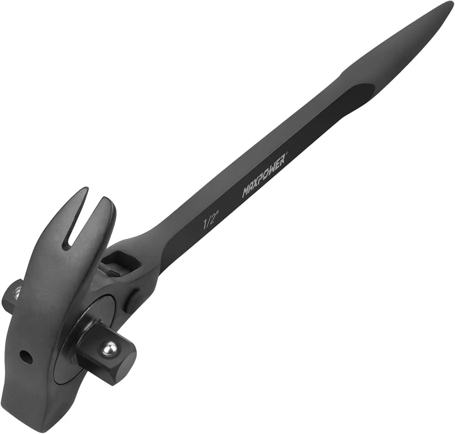 1/2" and 3/8" Drive Scaffold Ratchet Wrench, Podger Spanner with Claw Hammer, Crowbar, Pry Bar and Nail Puller Functions